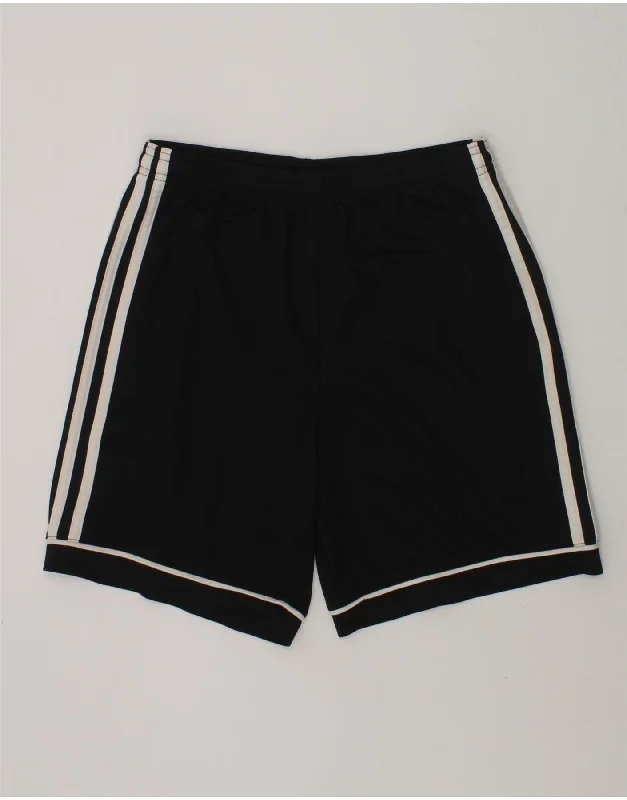 ADIDAS Boys Climalite Sport Shorts 13-14 Years Black Polyester