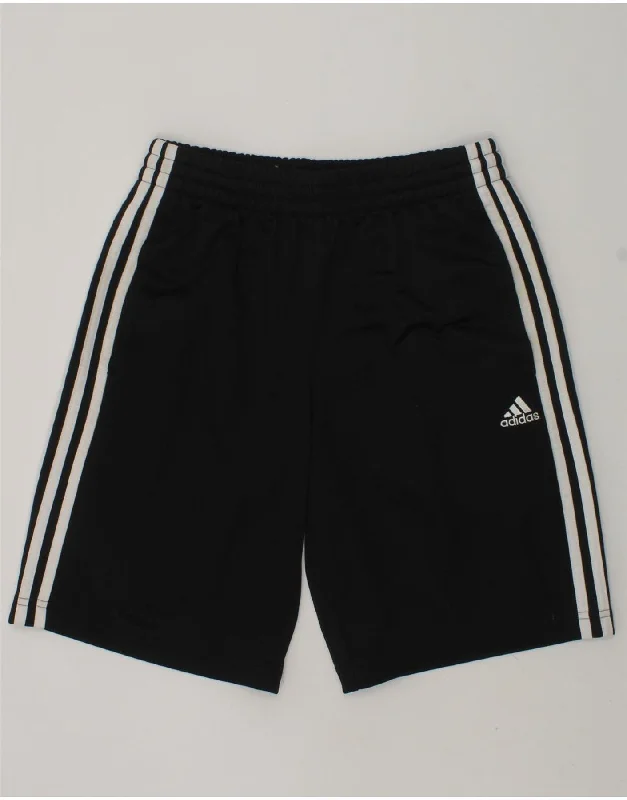 ADIDAS Boys Climalite Sport Shorts 13-14 Years Black Polyester