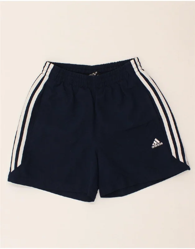 ADIDAS Boys Climalite Sport Shorts 13-14 Years Navy Blue Polyester