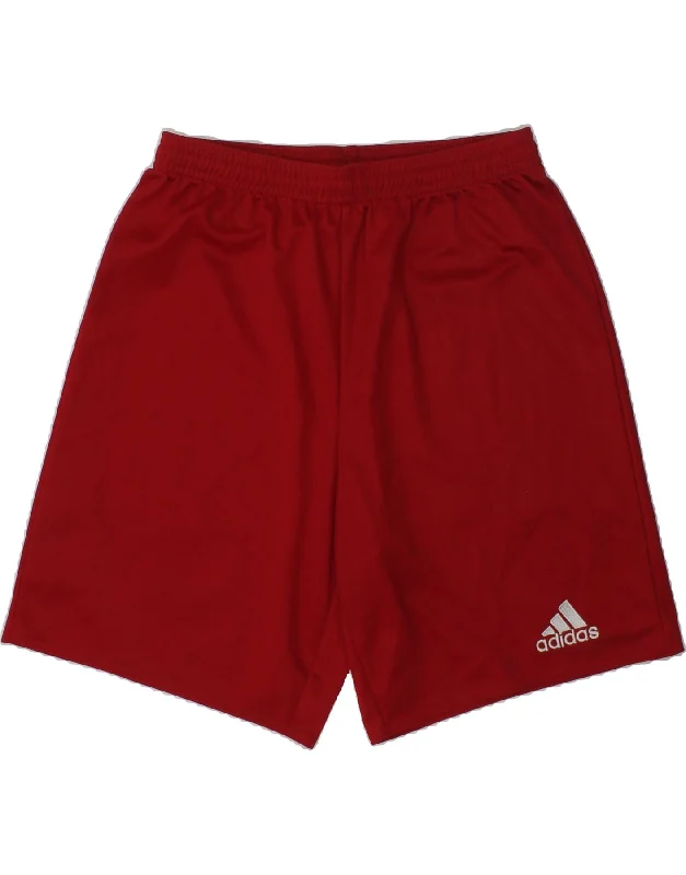 ADIDAS Boys Climalite Sport Shorts 13-14 Years Red Polyester