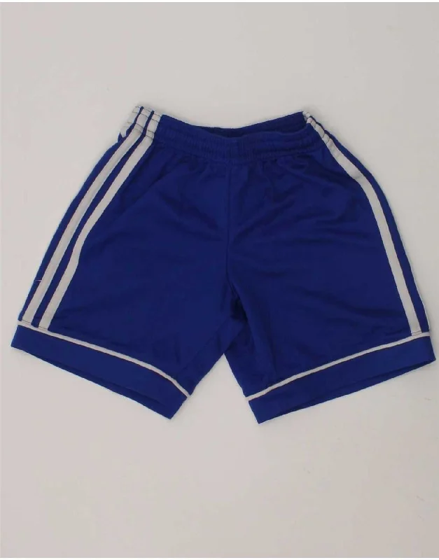 ADIDAS Boys Climalite Sport Shorts 5-6 Years Blue Polyester