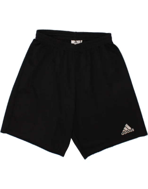 ADIDAS Boys Climalite Sport Shorts 7-8 Years Small Black Polyester