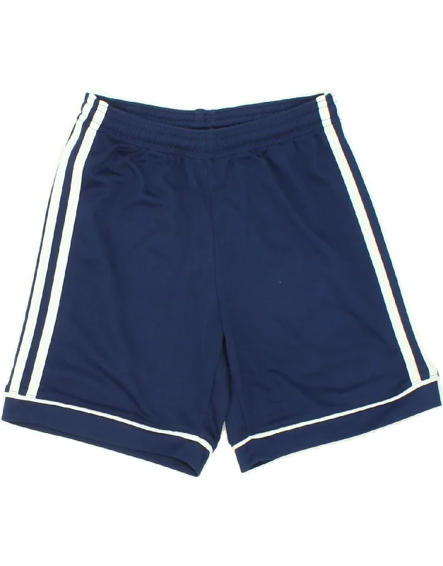 ADIDAS Boys Climalite Sport Shorts 8-9 Years Navy Blue Polyester