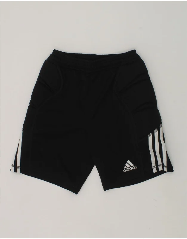 ADIDAS Boys Climalite Sport Shorts 9-10 Years Black Polyester