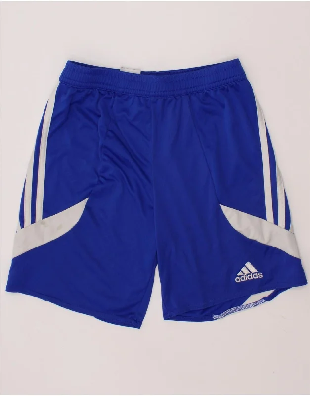 ADIDAS Boys Climalite Sport Shorts 9-10 Years Medium  Blue Colourblock