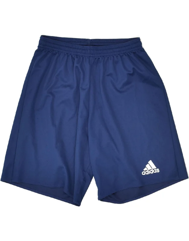 ADIDAS Boys Climalite Sport Shorts 9-10 Years Small  Navy Blue Polyester