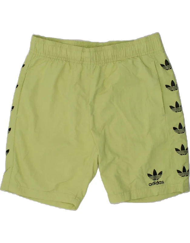 ADIDAS Boys Graphic Sport Shorts 11-12 Years Green Polyester