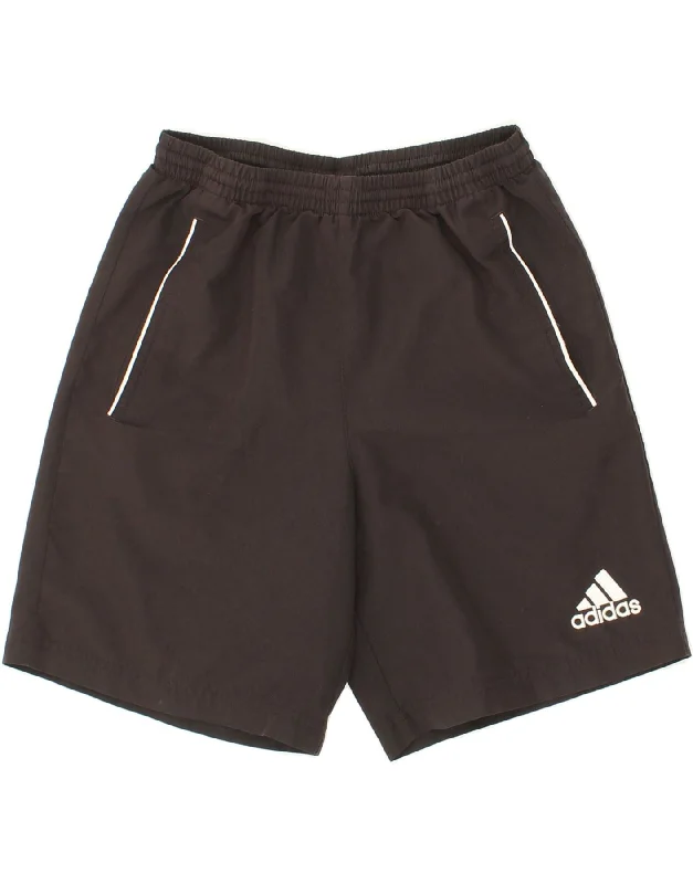 ADIDAS Boys Graphic Sport Shorts 13-14 Years Black Polyester