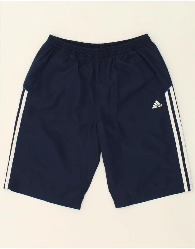 ADIDAS Boys Graphic Sport Shorts 15-16 Years Navy Blue Polyester