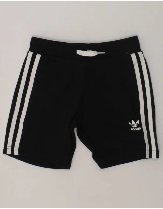 ADIDAS Boys Graphic Sport Shorts 4-5 Years Black Cotton