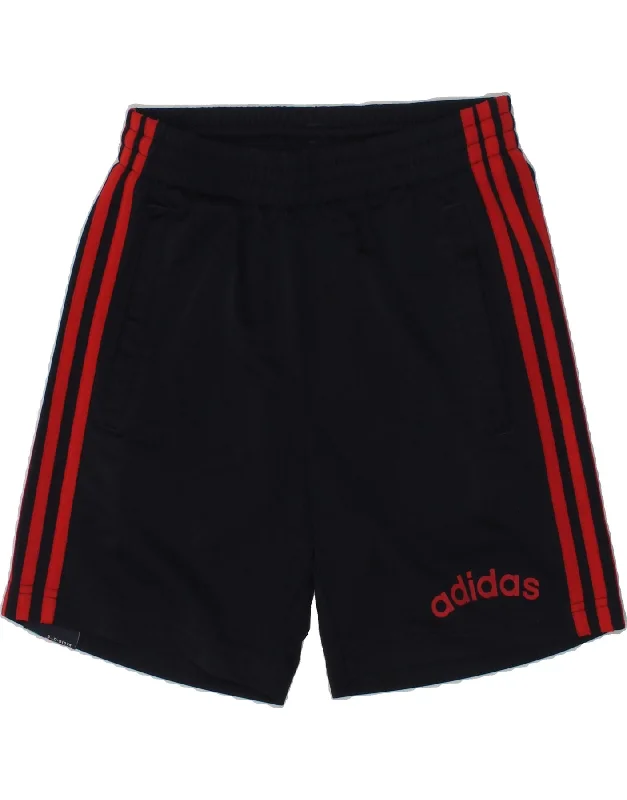 ADIDAS Boys Graphic Sport Shorts 9-10 Years Navy Blue Polyester