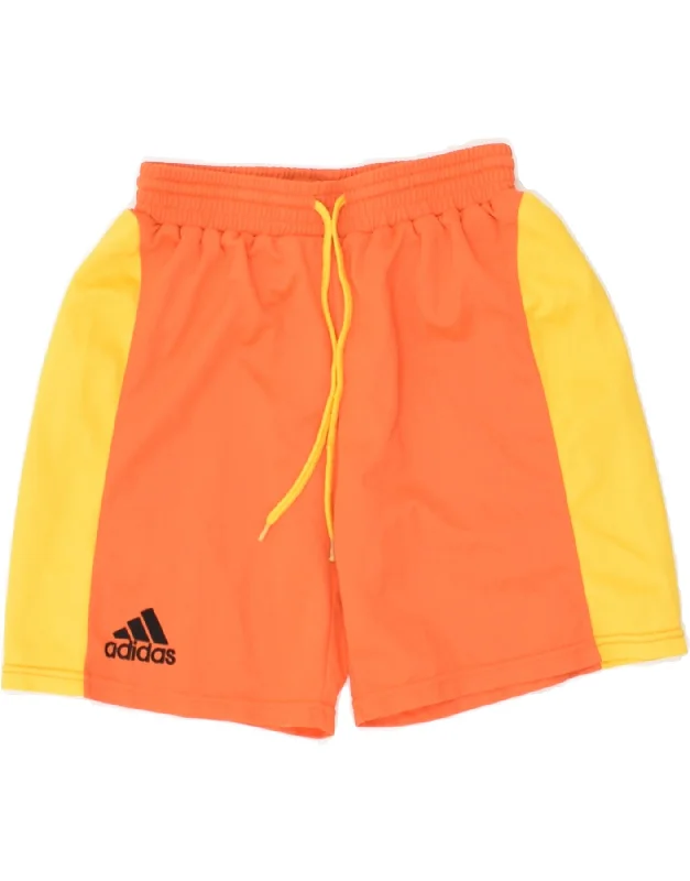 ADIDAS Boys Sport Shorts 11-12 Years Orange Colourblock Polyester