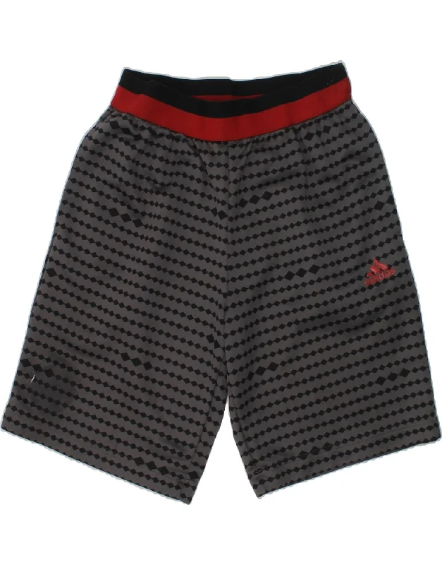 ADIDAS Boys Sport Shorts 12-13 Years Grey Geometric