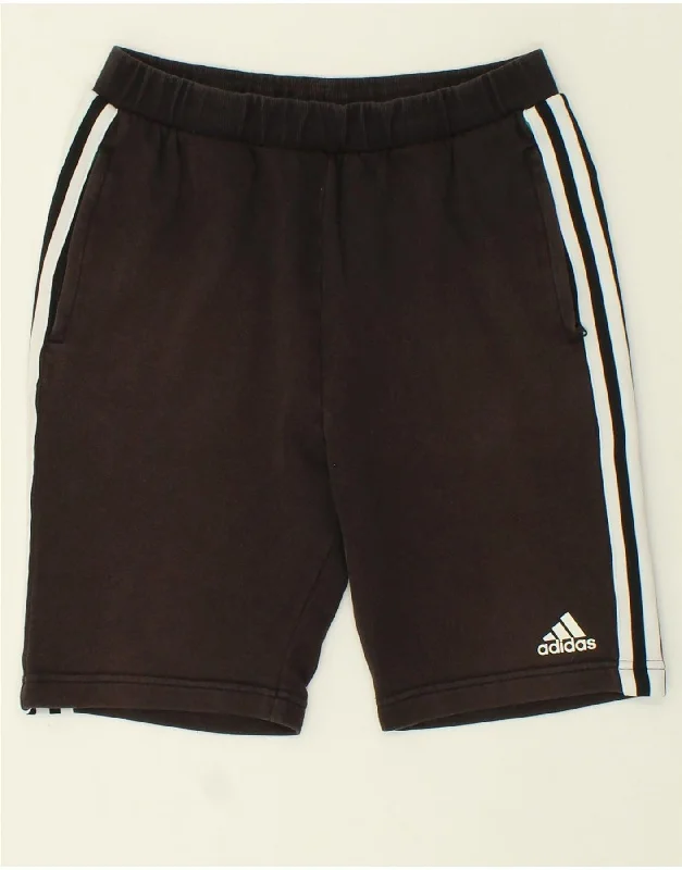 ADIDAS Boys Sport Shorts 13-14 Years Black Colourblock Cotton