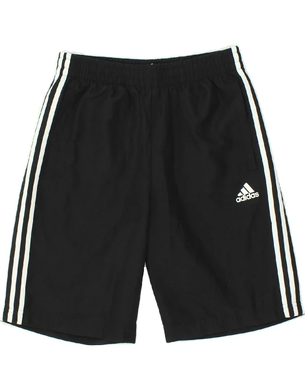 ADIDAS Boys Sport Shorts 13-14 Years Black Polyester