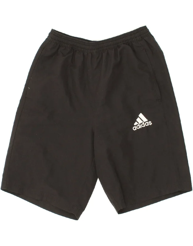 ADIDAS Boys Sport Shorts 13-14 Years Black Polyester