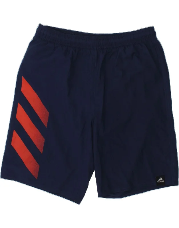 ADIDAS Boys Sport Shorts 13-14 Years Navy Blue Polyester