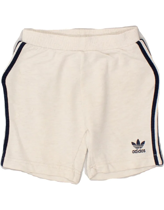 ADIDAS Boys Sport Shorts 3-4 Years Off White Cotton