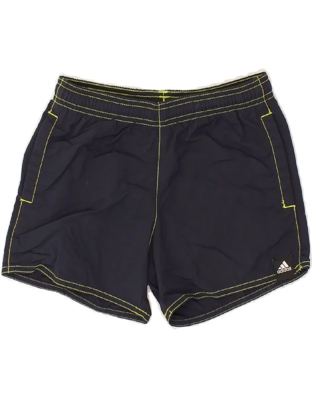 ADIDAS Boys Sport Shorts 7-8 Years Navy Blue Nylon