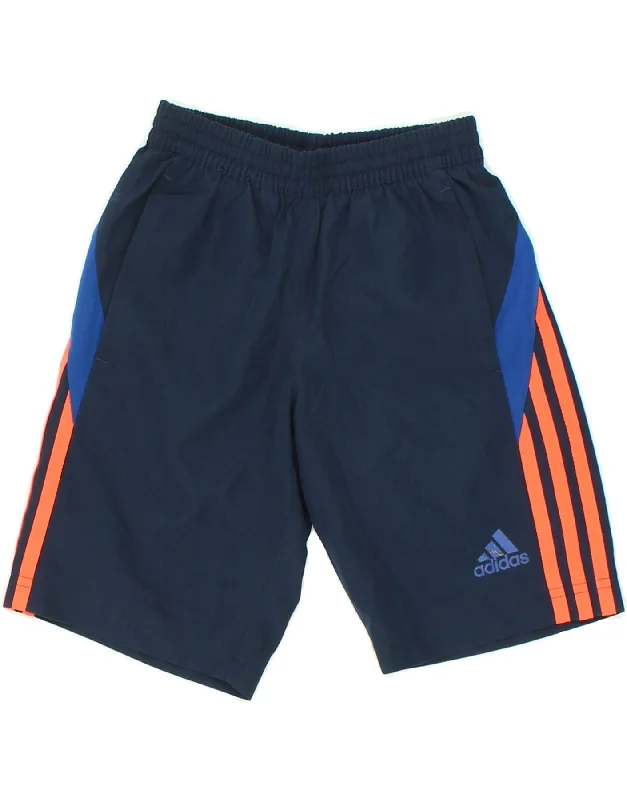 ADIDAS Boys Sport Shorts 7-8 Years Navy Blue Polyester