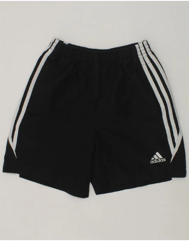 ADIDAS Boys Sport Shorts 9-10 Years Black Colourblock Polyester