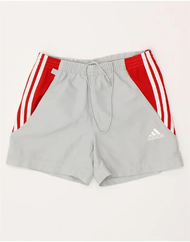 ADIDAS Boys Sport Shorts 9-10 Years Grey Colourblock Polyester