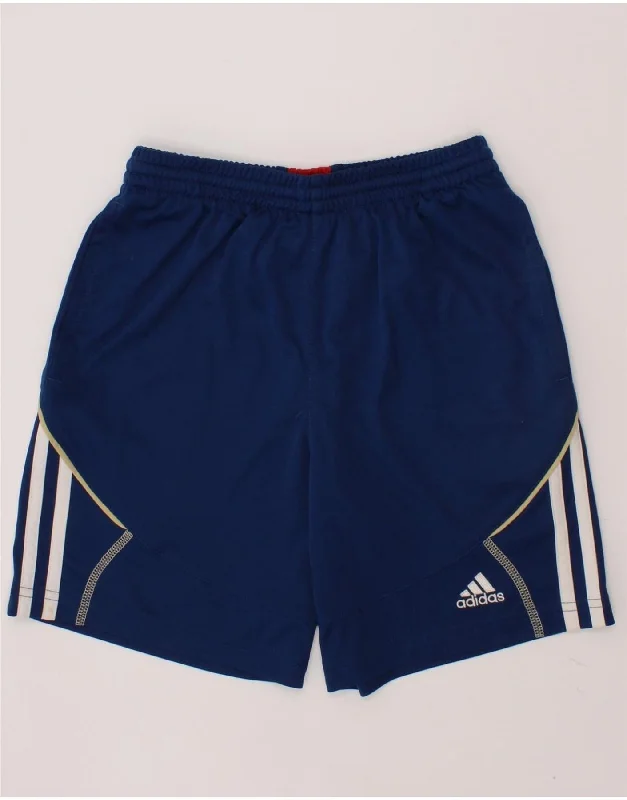 ADIDAS Boys UEFA Champions League Sport Shorts 7-8 Years Blue Polyester