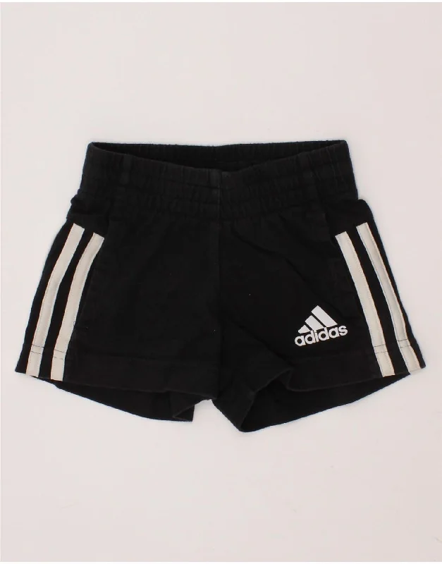 ADIDAS Girls Graphic Sport Shorts 2-3 Years Black Cotton