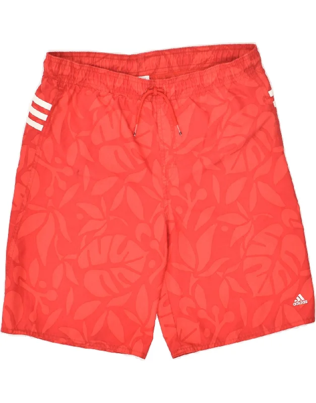 ADIDAS Girls Sport Shorts 13-14 Years Red Floral Polyester