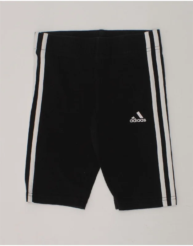 ADIDAS Girls Sport Shorts 9-10 Years Black Cotton