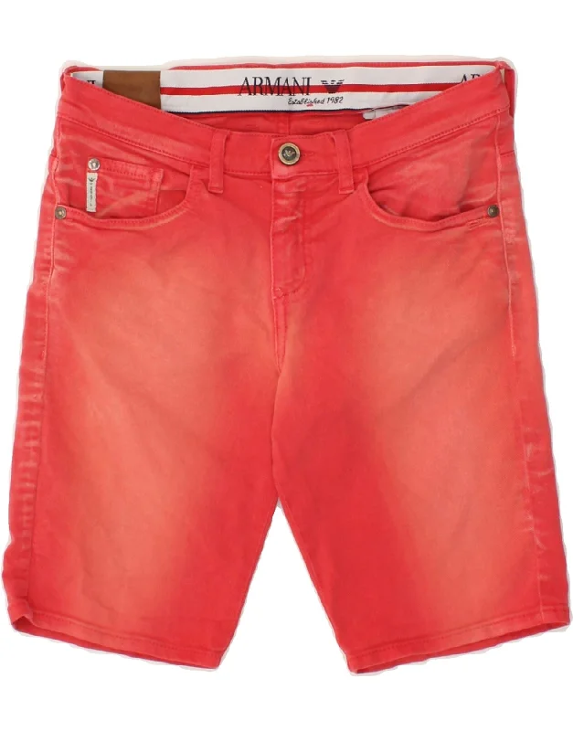 ARMANI Boys Denim Shorts 11-12 Years W26  Red Cotton