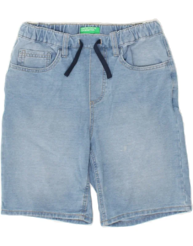 BENETTON Boys Denim Shorts 10-11 Years XL W25  Blue Cotton