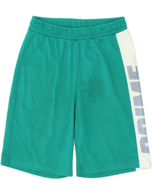 BENETTON Boys Graphic Sport Shorts 11-12 Years Green Colourblock Polyester