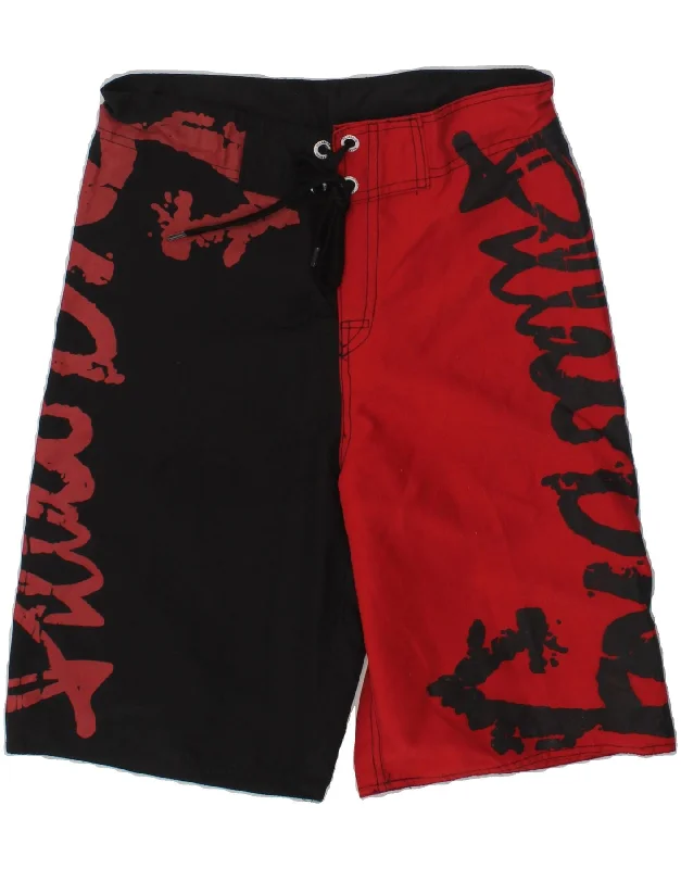 BILLABONG Boys Graphic Swimming Shorts 8-9 Years Large Red Colourblock