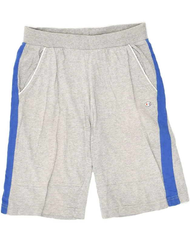 CHAMPION Boys Sport Shorts 9-10 Years Medium  Grey Cotton