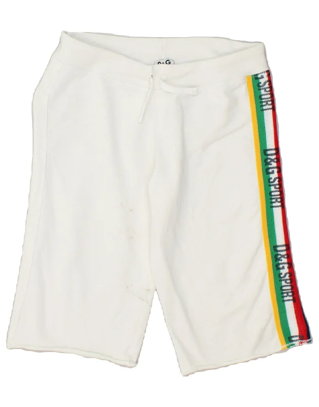 DOLCE & GABBANA Boys Graphic Sport Shorts 11-12 Years Medium White Cotton