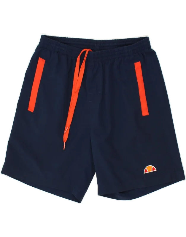 ELLESSE Boys Graphic Sport Shorts 13-14 Years Navy Blue Colourblock