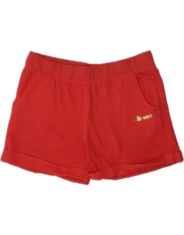 ELLESSE Girls Sport Shorts 11-12 Years Red Cotton