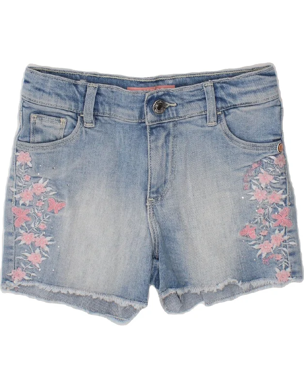 GUESS Girls Denim Shorts 5-6 Years W22  Blue Floral Cotton