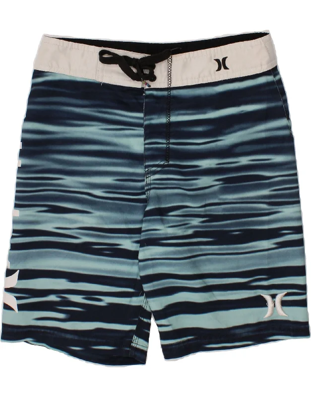 HURLEY Boys Abstract Pattern Graphic Swimming Shorts 9-10 Years Navy Blue