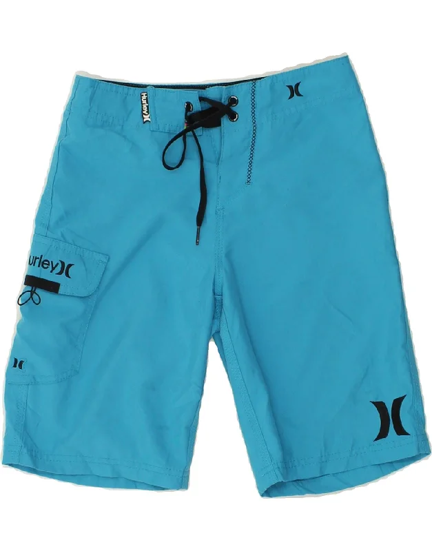 HURLEY Boys Graphic Swimming Shorts 9-10 Years Blue Polyester