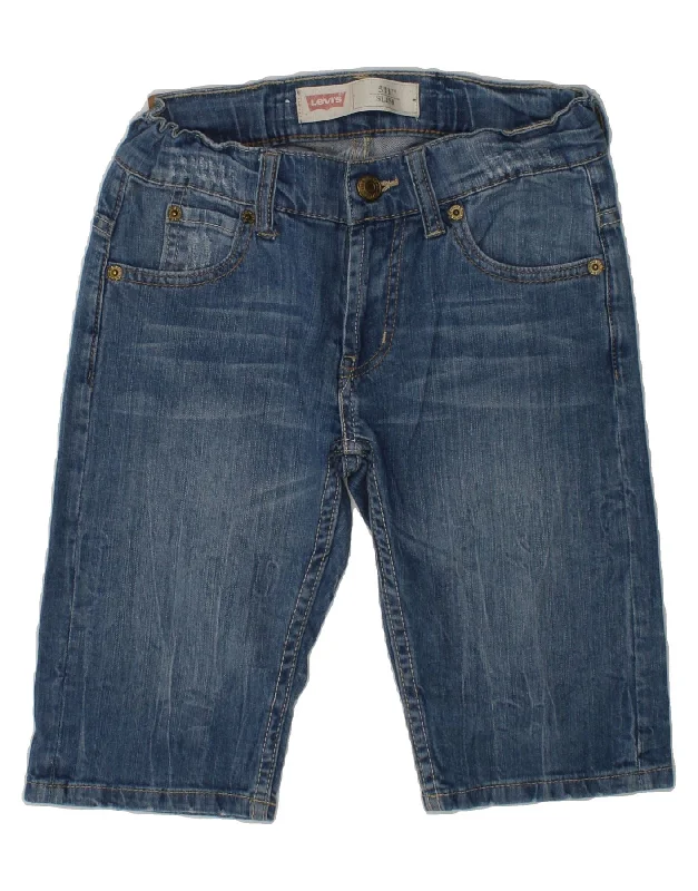 LEVI'S Boys 511 Slim Denim Shorts 7-8 Years W24 Blue Cotton