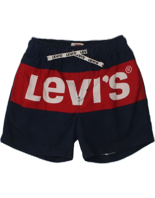 LEVI'S Boys Graphic Swimming Shorts 8-9 Years Navy Blue Colourblock