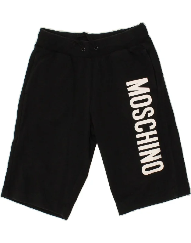 MOSCHINO Boys Graphic Sport Shorts 11-12 Years Black Cotton