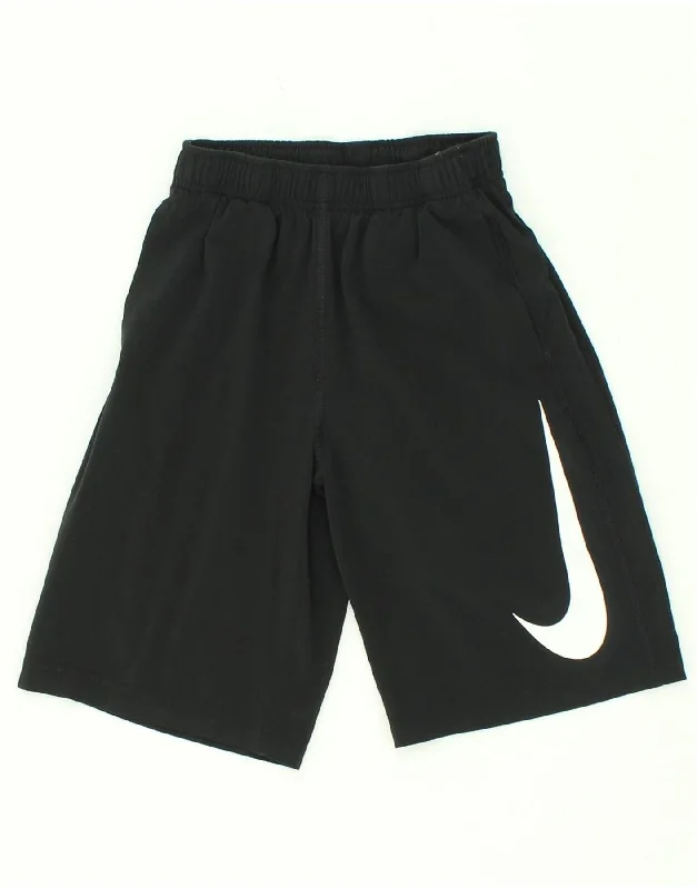 NIKE Boys Dri Fit Graphic Sport Shorts 10-11 Years Medium Black Polyester