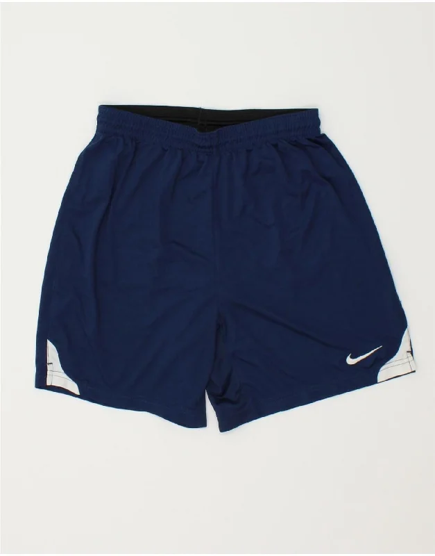 NIKE Boys Dri Fit Graphic Sport Shorts 13-14 Years XL Navy Blue