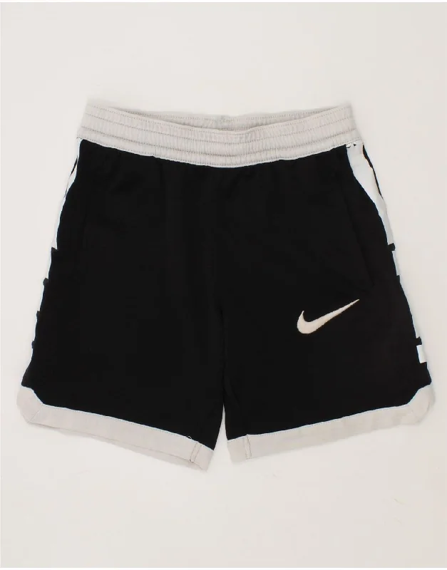 NIKE Boys Dri Fit Graphic Sport Shorts 4-5 Years Small Black Colourblock