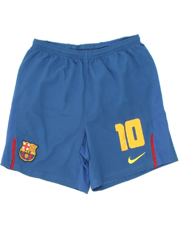 NIKE Boys FCB Graphic Sport Shorts 12-13 Years Large Blue Polyester