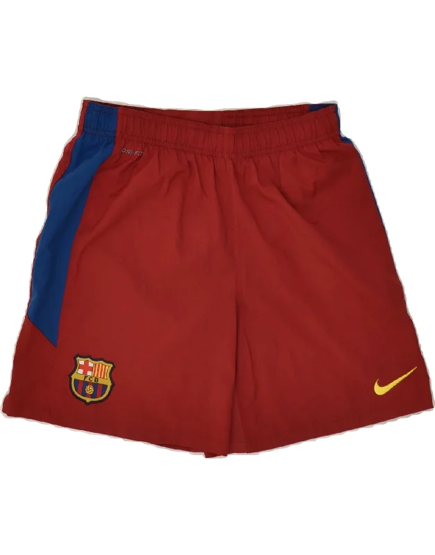 NIKE Boys FCB Sport Shorts 12-13 Years Large Red Polyester