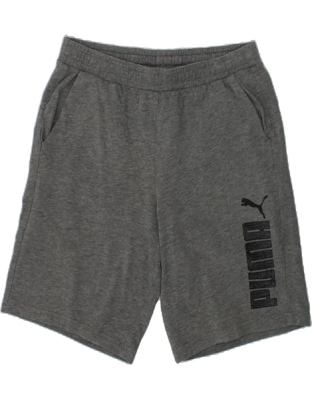 PUMA Boys Graphic Sport Shorts 13-14 Years Grey Cotton